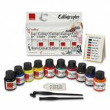 Calligraphy Ink (Set of 10) with FREE Straight and Oblique Holders - Isomars