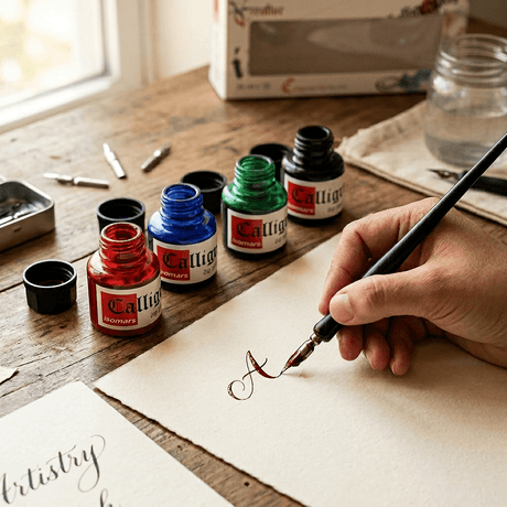 Calligraphy Ink (Set of 10) with FREE Straight and Oblique Holders - Isomars