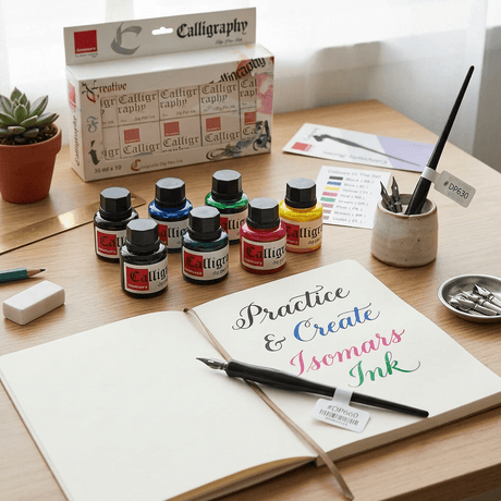 Calligraphy Ink (Set of 10) with FREE Straight and Oblique Holders - Isomars