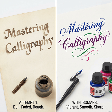 Calligraphy Ink (Set of 10) with FREE Straight and Oblique Holders - Isomars