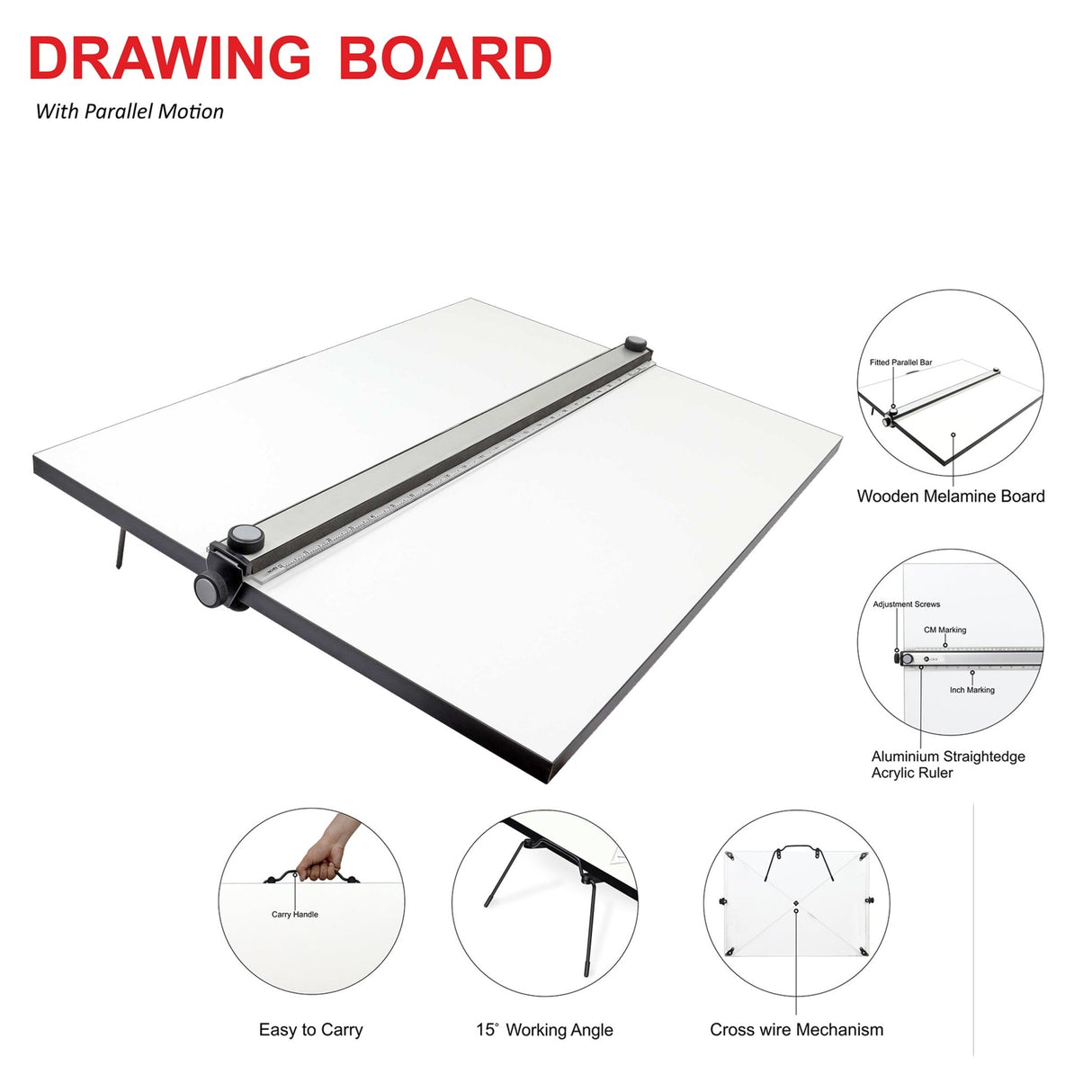 Drawing & Drafting Board Technical with Parallel Motion Ruler - Isomars