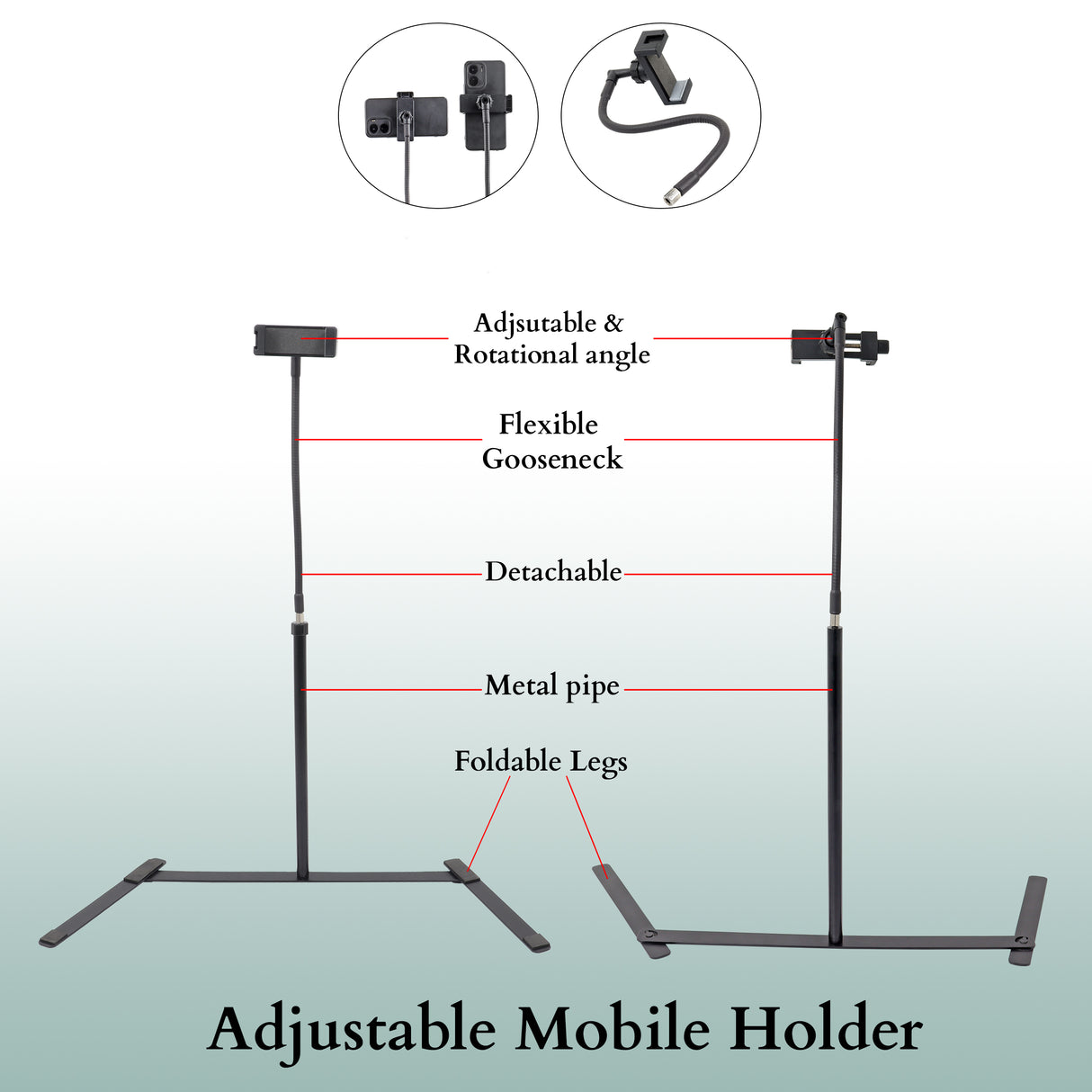 Isomars Mobile Stand | Overhead Smartphone Stand for Capturing Photos, Videos | Ideal for Online Teaching, Studios, Home, Binge Watch, Meetings, Recording Activities etc.