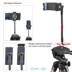 Isomars Tripod Mobile Holder Adjustable- for Smartphones & iPhones (Black) with 360° Rotational Working Angles & Flexible Extender with Spring Mechanisam Adjustable Angles