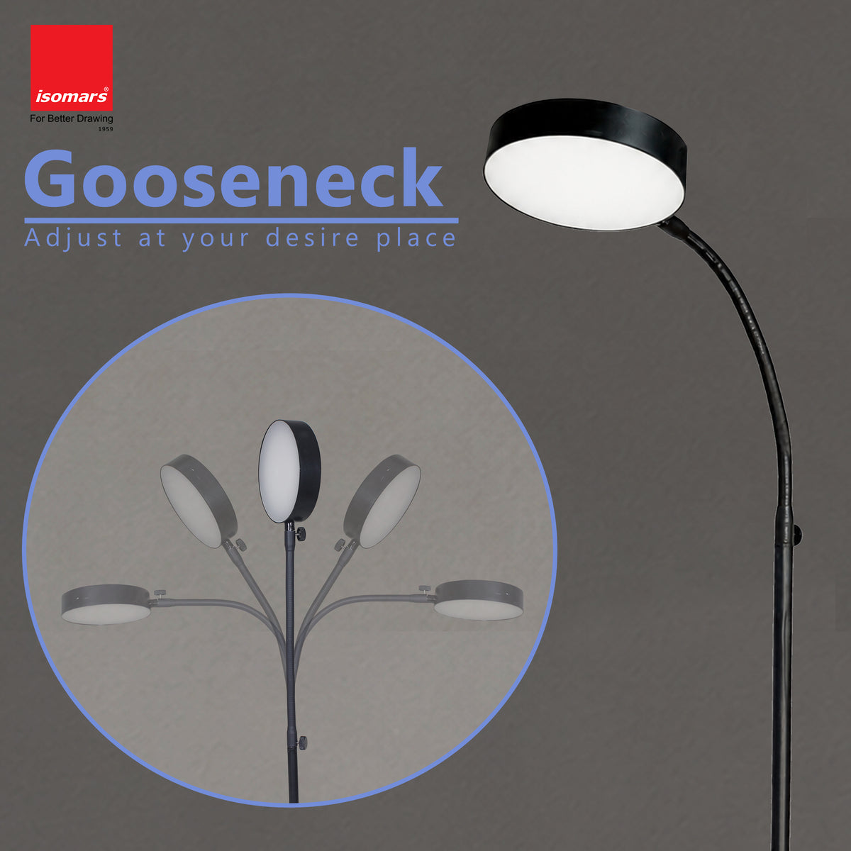 Isomars LED Study, Reading, Laptop, Computer,etc Desk Lamp with Clamp, Flexible Gooseneck, 3 Color Modes (Warm/Natural/Cool), Eye-Care Lighting (Black)