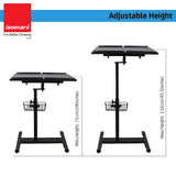 Isomars Multipurpose Laptop Table Hospital Table Study Desk, Caster Lockable Wheels, & Height Adjustable for Breakfast Table, Work from Home & Online Classes (Table Top - 24'' x 16'')