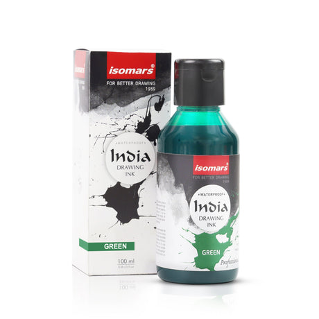 India Waterproof Drawing Ink - 100ML Fadeproof, Non-Toxic, Professional Art Supplies - Isomars