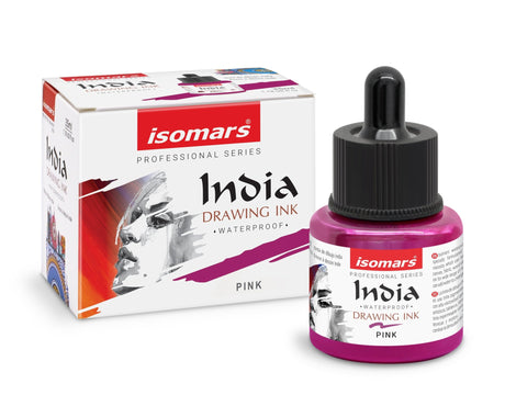 India Waterproof Drawing Ink 35ml | Permanent Lightfast Artist Ink for Illustration, Calligraphy, Airbrush & Fine Art (Multi Colors) - Isomars