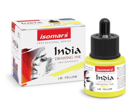 India Waterproof Drawing Ink 35ml | Permanent Lightfast Artist Ink for Illustration, Calligraphy, Airbrush & Fine Art (Multi Colors) - Isomars