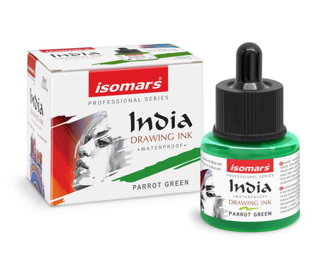 India Waterproof Drawing Ink 35ml | Permanent Lightfast Artist Ink for Illustration, Calligraphy, Airbrush & Fine Art (Multi Colors) - Isomars