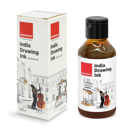 India Waterproof Drawing Ink Brown 100ml | Permanent Lightfast Artist Ink for Calligraphy, Airbrush, Illustration & Fabric Painting - Isomars