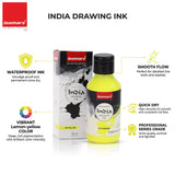 India Waterproof Drawing Ink Lemon Yellow 100ml | Permanent Lightfast Artist Ink for Calligraphy, Airbrush, Illustration & Fabric Painting - Isomars