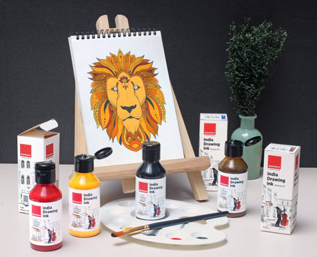 India Waterproof Drawing Ink Lemon Yellow 100ml | Permanent Lightfast Artist Ink for Calligraphy, Airbrush, Illustration & Fabric Painting - Isomars