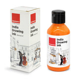 India Waterproof Drawing Ink Orange 100ml | Permanent Lightfast Artist Ink for Calligraphy, Airbrush, Illustration & Fabric Painting - Isomars