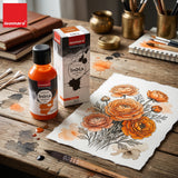 India Waterproof Drawing Ink Orange 100ml | Permanent Lightfast Artist Ink for Calligraphy, Airbrush, Illustration & Fabric Painting - Isomars