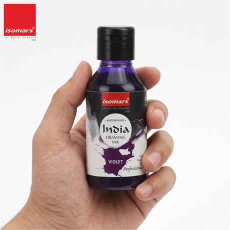 India Waterproof Drawing Ink Voilet 100ml | Permanent Lightfast Artist Ink for Calligraphy, Airbrush, Illustration & Fabric Painting - Isomars