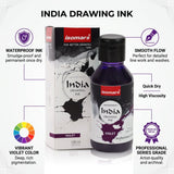 India Waterproof Drawing Ink Voilet 100ml | Permanent Lightfast Artist Ink for Calligraphy, Airbrush, Illustration & Fabric Painting - Isomars