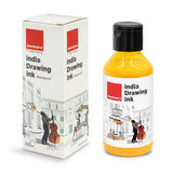 India Waterproof Drawing Ink Yellow 100ml | Permanent Lightfast Artist Ink for Calligraphy, Airbrush, Illustration & Fabric Painting - Isomars