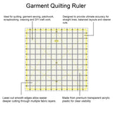 Isomars 12 x 12 Inch Garment Quilting Ruler | 3mm Clear Acrylic - Isomars