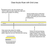 Isomars 18 Inch Acrylic Ruler | Clear Grid Measuring Scale - Isomars