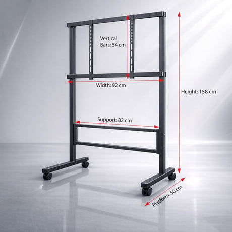 ISOMARS 26''–65'' TV Floor Cart with Wheels | Heavy Duty Movable Mobile TV Stand with Shelf, Lockable Wheels & Universal VESA Mount for Home, Office, Classroom & Presentation Use - Isomars