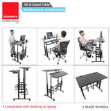 Isomars 36"/92Cm Wide Made In India Desktop & Laptop Adjustable Table & Computer Workstation - Useful For Using Gadgets Like Desktop, Laptop, Tab/Ipad, Mobile Phone Etc (Black) - Engineered Wood - Isomars