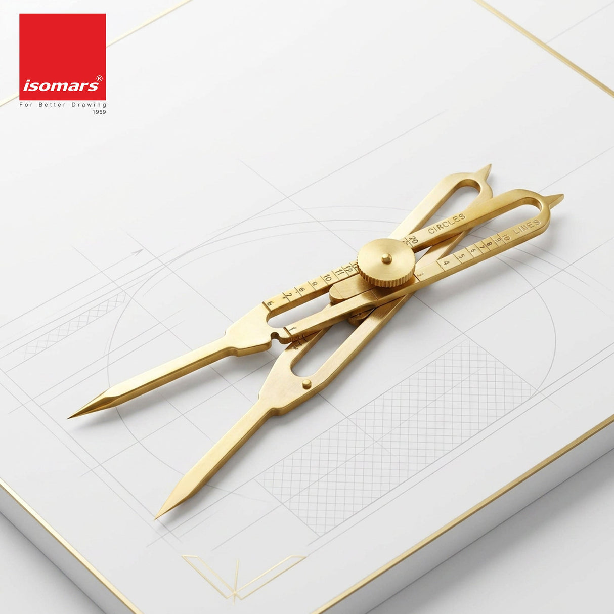 Isomars 6" Brass Proportional Divider with Storage Pouch for scaling, measuring, drawing, painting - Isomars