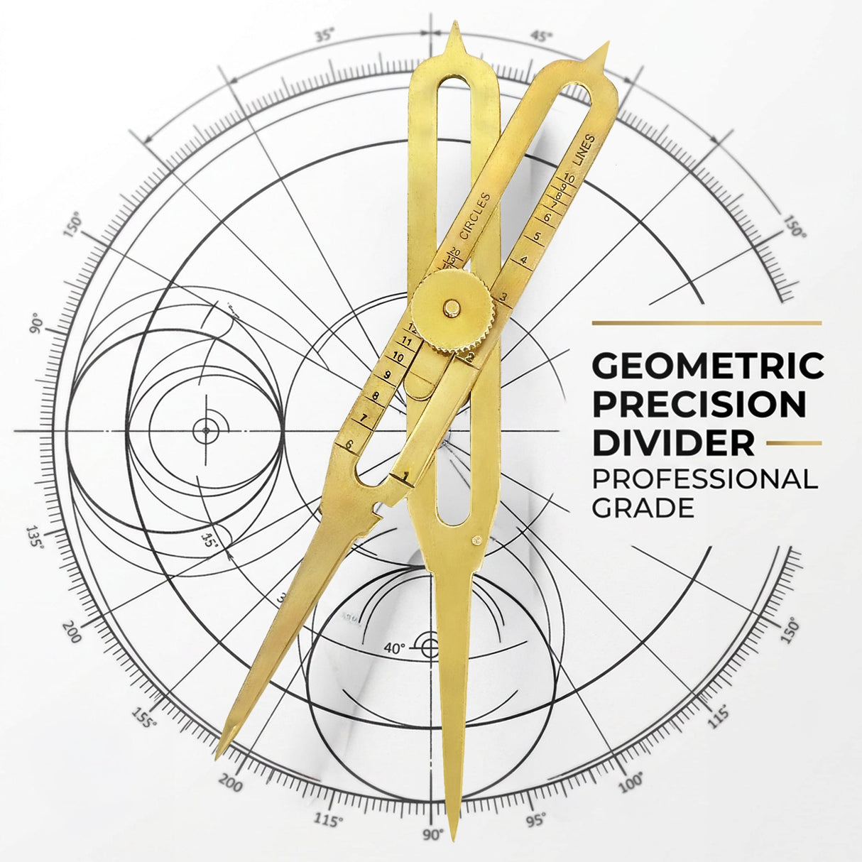 Isomars 6" Brass Proportional Divider with Storage Pouch for scaling, measuring, drawing, painting - Isomars