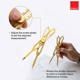 Isomars 6" Brass Proportional Divider with Storage Pouch for scaling, measuring, drawing, painting - Isomars
