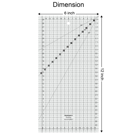 Isomars 6" x 12" Patchwork Quilting Ruler for Sewing & Cutting - Isomars