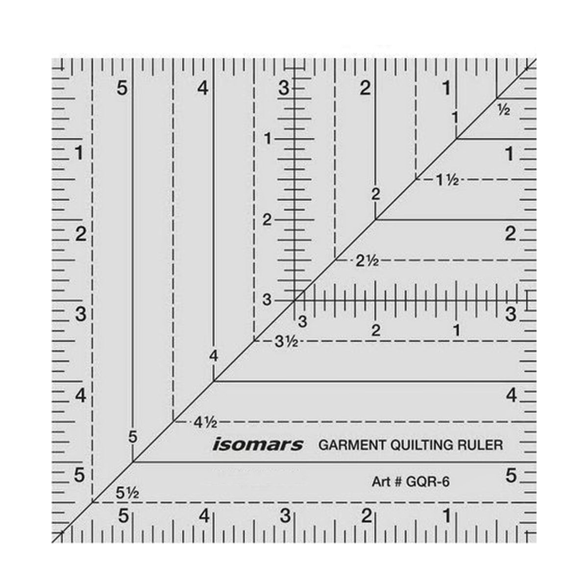Isomars 6" x 6" Garment Quilting Ruler for Cutting & Patchwork - Isomars