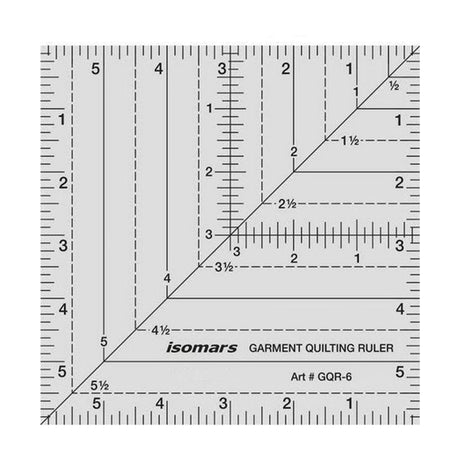 Isomars 6" x 6" Garment Quilting Ruler for Cutting & Patchwork - Isomars