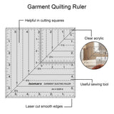Isomars 6" x 6" Garment Quilting Ruler for Cutting & Patchwork - Isomars