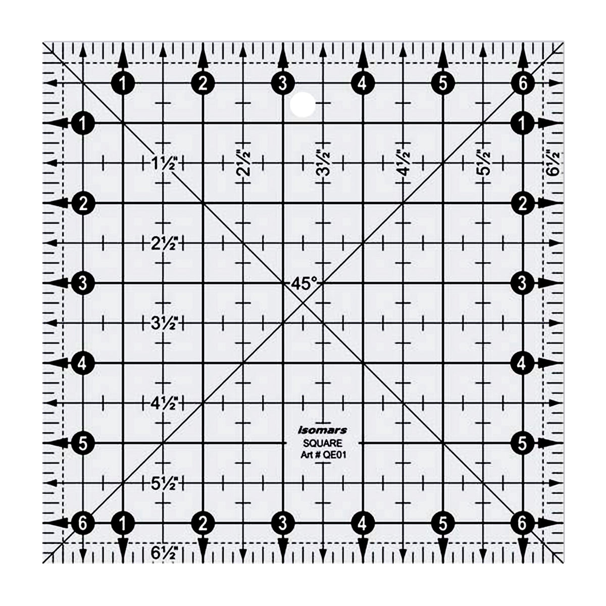Isomars 6.5" x 13" Easy Quilting Ruler for Sewing & Cutting - Isomars