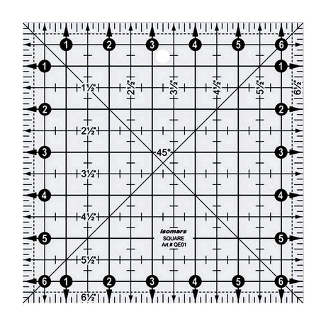 Isomars 6.5" x 13" Easy Quilting Ruler for Sewing & Cutting - Isomars