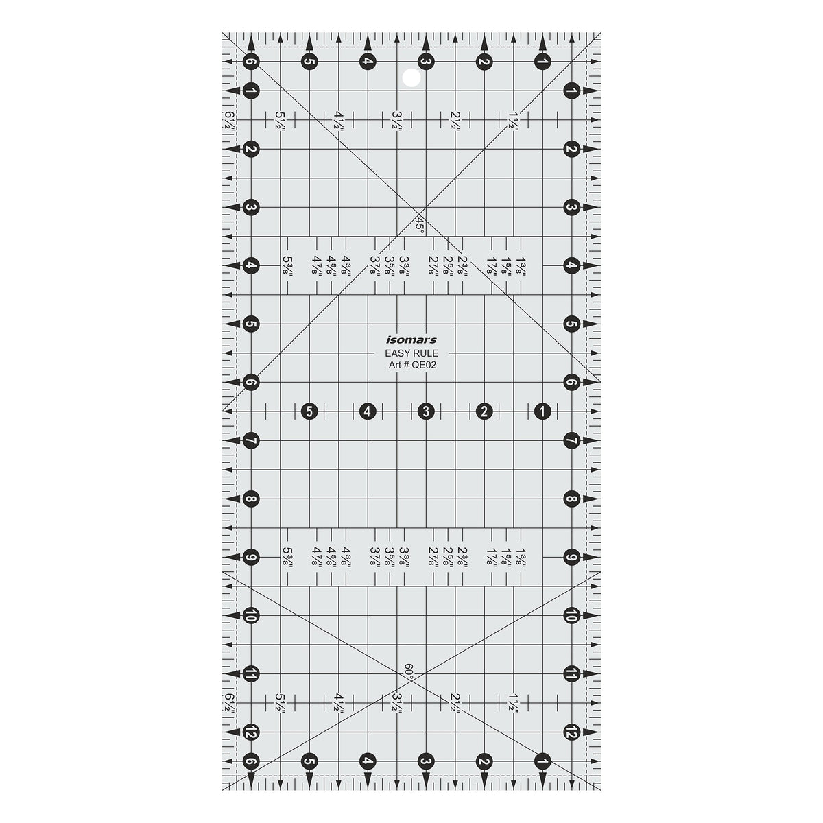 Isomars 6.5" x 13" Easy Ruler for Quilting, Sewing & Cutting - Isomars