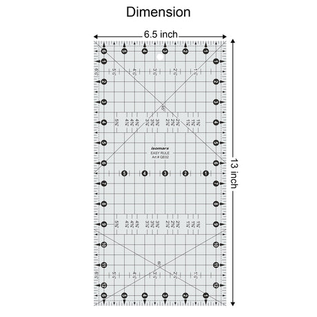 Isomars 6.5" x 13" Easy Ruler for Quilting, Sewing & Cutting - Isomars