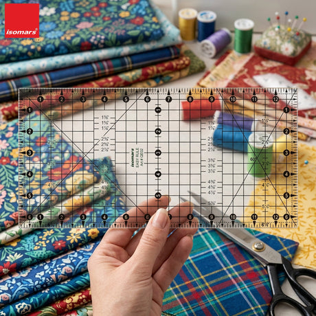 Isomars 6.5" x 13" Easy Ruler for Quilting, Sewing & Cutting - Isomars