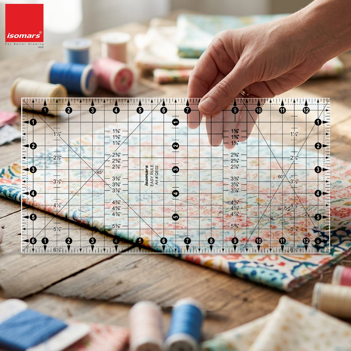 Isomars 6.5" x 13" Easy Ruler for Quilting, Sewing & Cutting - Isomars