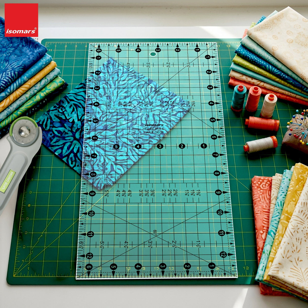 Isomars 6.5" x 13" Easy Ruler for Quilting, Sewing & Cutting - Isomars