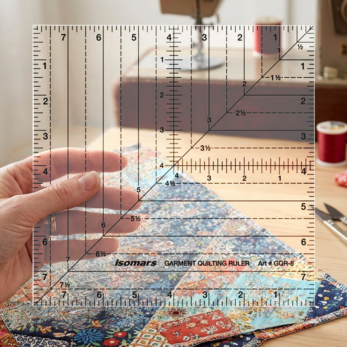 Isomars 8" x 8" Garment Quilting Ruler for Sewing & Cutting - Isomars