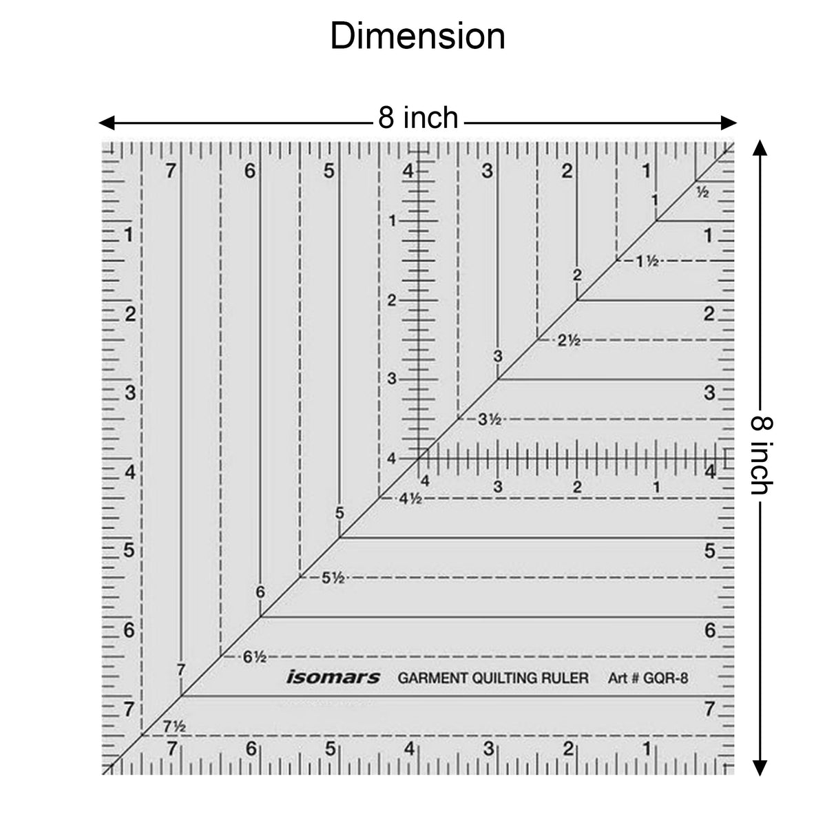 Isomars 8" x 8" Garment Quilting Ruler for Sewing & Cutting - Isomars