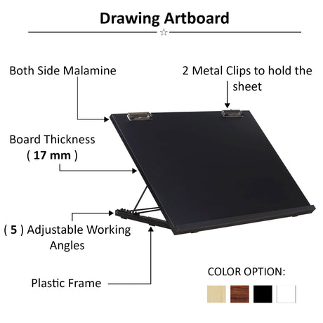 Isomars A1 Drawing Board 25.5 x 35" | Adjustable Angle – Black - Isomars