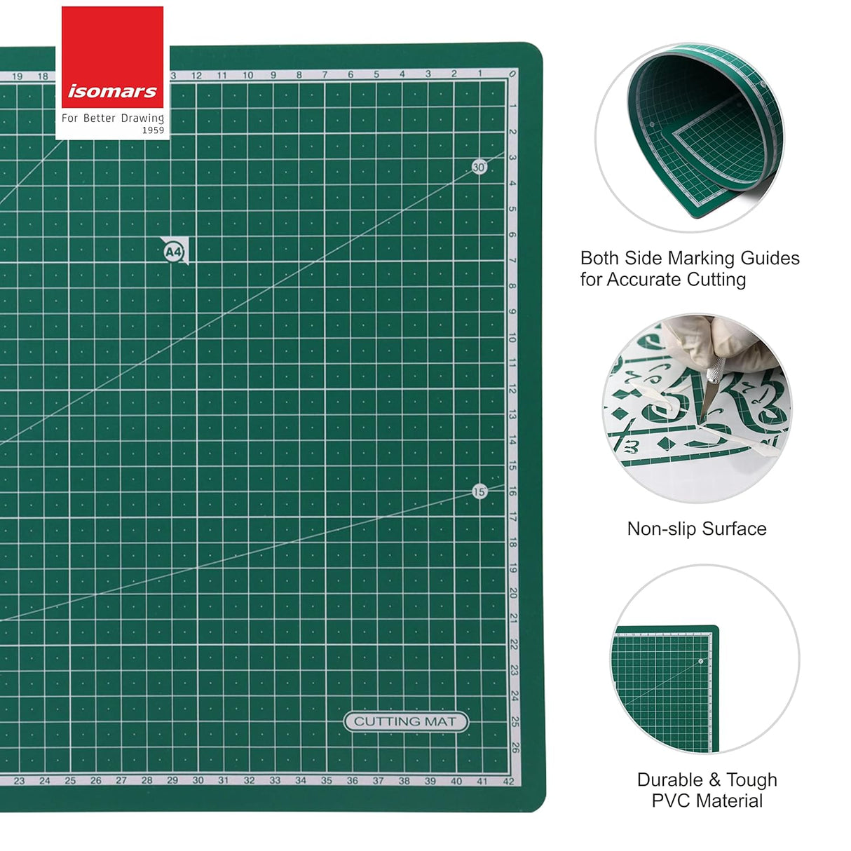 Isomars A2 Drawing Board Table Model Kit (Set of 10 Items) - Comes with 18.5" x 25" Drawing & Drafting Board Ideal for Architects, Engineers, Designers & Artists Students and Professionals - Isomars