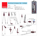 Isomars A2 Drawing & Drafting Kit | 18.5" x 25.5" Drafting Board with Compass Set, Set Squares, Pencil, Triangular Scale & Protractor | Technical Drawing Kit for Architects, Engineers, Students & Professionals - Isomars