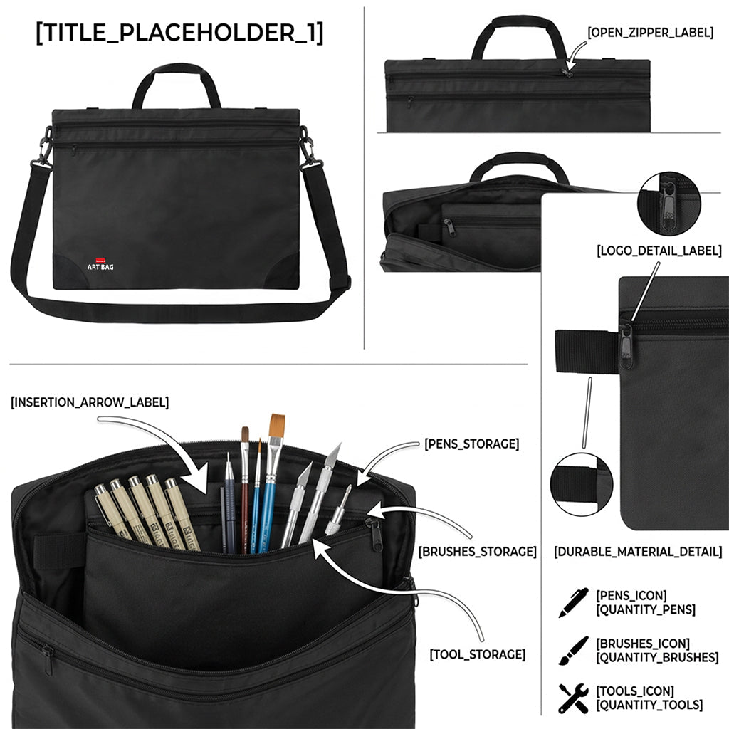Isomars A3 Art Portfolio Bag with Tool Pouch | Size: 40 x 50 cm / 15.7 x 19.6 inch - Isomars