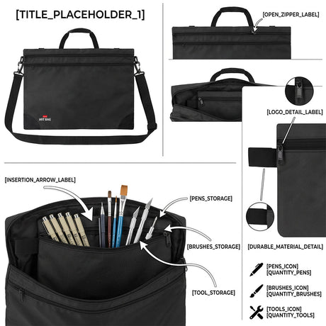Isomars A3 Art Portfolio Bag with Tool Pouch | Size: 40 x 50 cm / 15.7 x 19.6 inch - Isomars