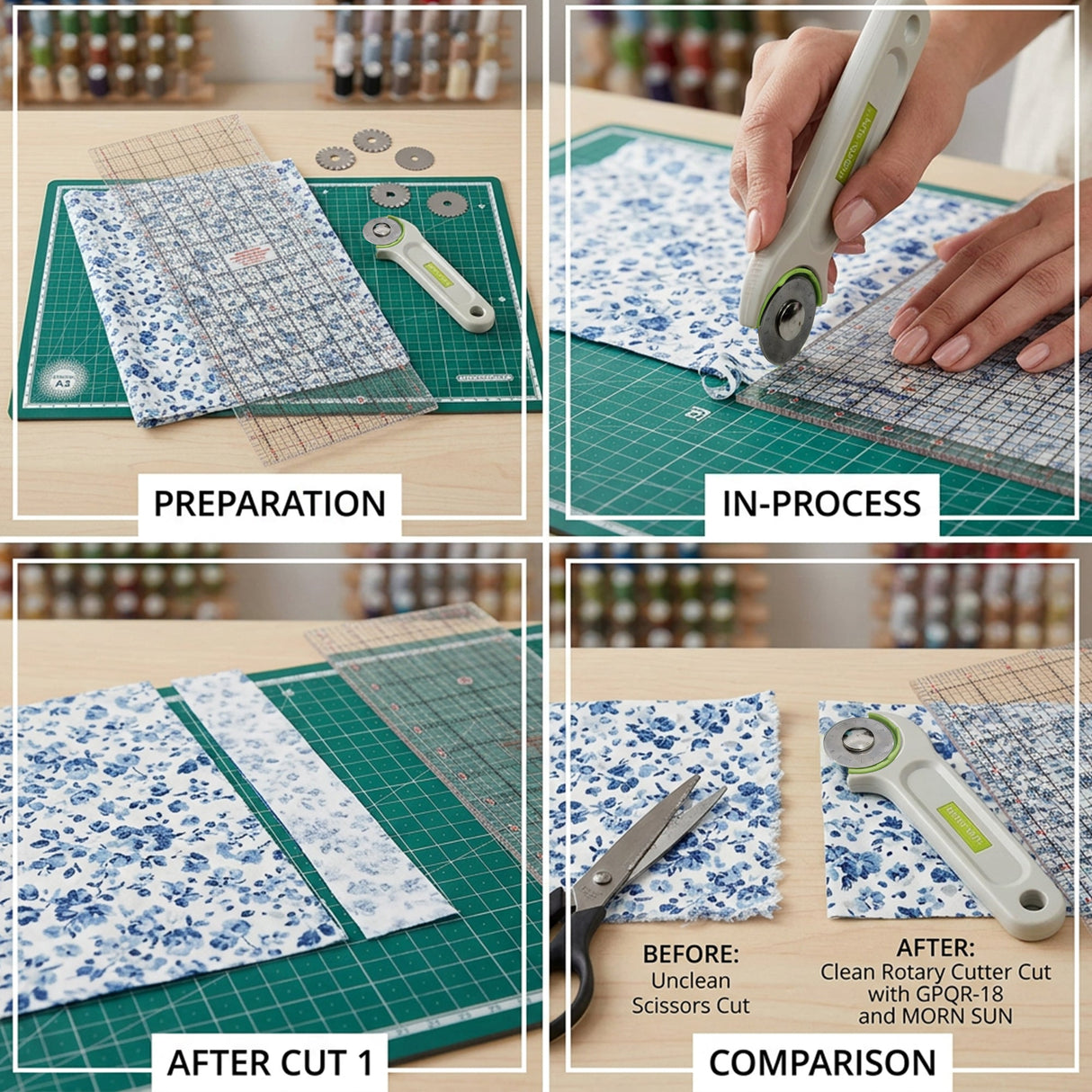 Isomars A3 Self-Healing Cutting Mat with 18 Inch Quilting Ruler & Rotary Cutter Set | Fabric Cutting Kit for Sewing, Tailoring, Quilting, Patchwork, Fashion Designing & Crafts - Isomars
