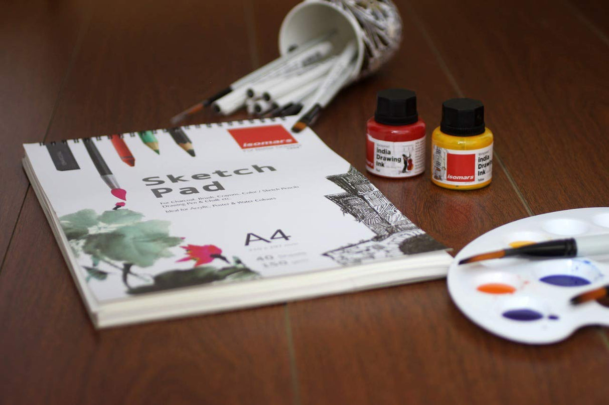 Isomars A3 Sketch Pad with Paint Brush Set of 7 | Premium Drawing & Sketching Kit for Artists - Isomars