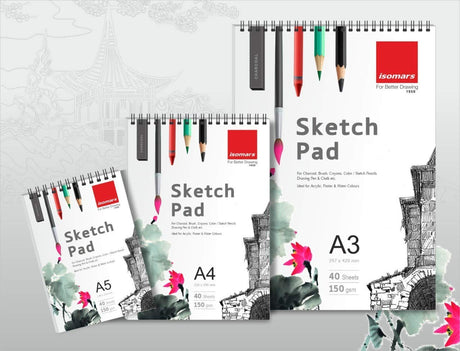 Isomars A3 Sketch Pad with Paint Brush Set of 7 | Premium Drawing & Sketching Kit for Artists - Isomars