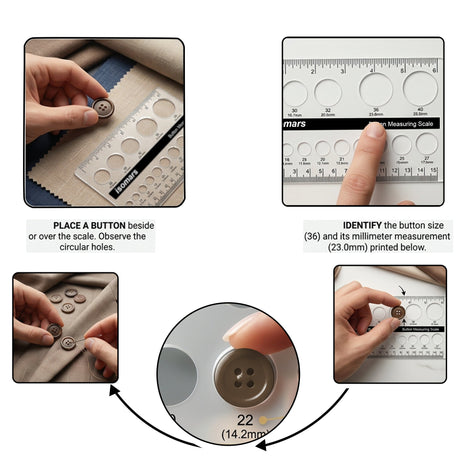 Isomars Acrylic Button Measuring Scale for Tailoring & Fashion Design - Isomars